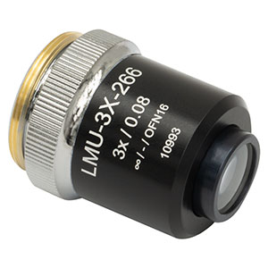 LMU-3X-266 - MicroSpot Focusing Objective, 3X, 248 - 287 nm, NA = 0.08