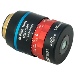 LMH-50X-1064 - High-Power MicroSpot Focusing Objective with Correction Collar, 50X, 980 - 1130 nm, NA= 0.65