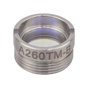 A260TM-B - f = 15.29 mm, NA = 0.16, WD = 13.84 mm, Mounted Aspheric Lens, ARC: 650 - 1050 nm