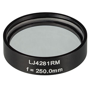 LJ4281RM - f = 250.0 mm, Ø1in, UVFS Mounted Plano-Convex Round Cyl Lens