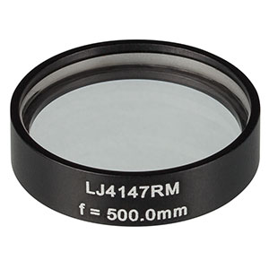 LJ4147RM - f = 500.0 mm, Ø1in, UVFS Mounted Plano-Convex Round Cyl Lens