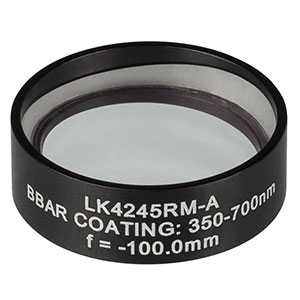 LK4245RM-A - f= -100.0 mm, Ø1in, UVFS Mounted Plano-Concave Round Cyl Lens, ARC: 350 - 700 nm