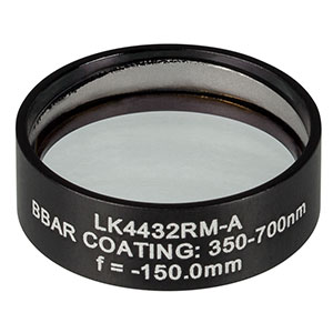 LK4432RM-A - f= -150.0 mm, Ø1in, UVFS Mounted Plano-Concave Round Cyl Lens, ARC: 350 - 700 nm