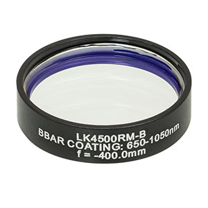 LK4500RM-B - f= -400.0 mm, Ø1in, UVFS Mounted Plano-Concave Round Cyl Lens, ARC: 650 - 1050 nm