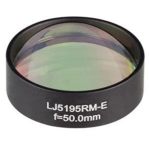 LJ5195RM-E - Ø1in Mounted Plano-Convex CaF<sub>2</sub> Cylindrical Lens, f = 50.0 mm, ARC: 2 - 5 µm 