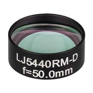 LJ5440RM-D - Ø1/2in Mounted Plano-Convex CaF<sub>2</sub> Cylindrical Lens, f = 50.0 mm, ARC: 1.65 - 3.0 µm