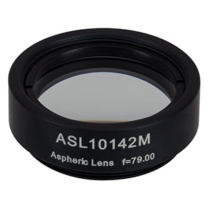 ASL10142M - Ø1in Aspheric Lens, SM1 Mounted, f = 79.0 mm, NA = 0.143, Uncoated