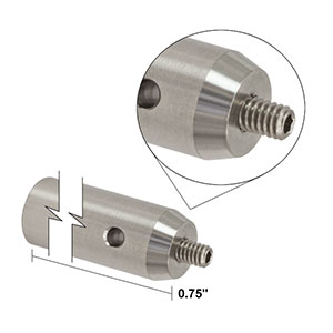 TR075V - Ø1/2in Vacuum-Compatible Optical Post, 8-32 Setscrew, 1/4in-20 Tap, L = 0.75in