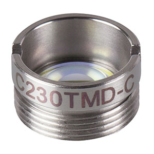 C230TMD-C - f = 4.5 mm, NA = 0.55, WD = 2.4 mm, Mounted Aspheric Lens, ARC: 1050 - 1700 nm