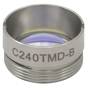C240TMD-B - f = 8.0 mm, NA = 0.50, WD = 3.8 mm, Mounted Aspheric Lens, ARC: 600 - 1050 nm