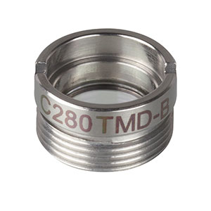 C280TMD-B - f = 18.4 mm, NA = 0.15, WD = 15.6 mm, Mounted Aspheric Lens, ARC: 600 - 1050 nm