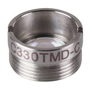 C330TMD-C - f = 3.1 mm, NA = 0.70, WD = 1.8 mm, Mounted Aspheric Lens, ARC: 1050 - 1700 nm