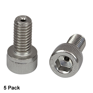SH6MS12V - M6 x 1.0 Vacuum-Compatible Vented Cap Screw, A4 Stainless Steel, 12 mm Long, 5 Pack