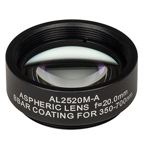 AL2520M-A - Ø25 mm S-LAH64 Mounted Aspheric Lens, f=20 mm, NA=0.54, ARC: 350-700 nm