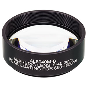 AL5040M-B - Ø50 mm S-LAH64 Mounted Aspheric Lens, f=40 mm, NA=0.55, ARC: 650-1050 nm