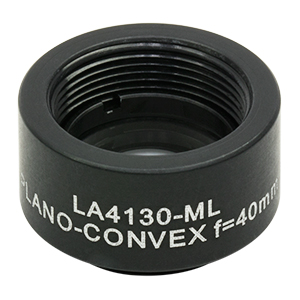 LA4130-ML - Ø1/2in UVFS Plano-Convex Lens, SM05-Threaded Mount, f = 40.0 mm, Uncoated