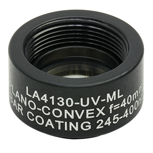 LA4130-UV-ML - Ø1/2in UVFS Plano-Convex Lens, SM05-Threaded Mount, f = 40.0 mm, ARC: 245-400 nm