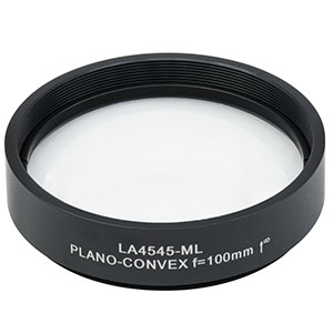 LA4545-ML - Ø2in UVFS Plano-Convex Lens, SM2-Threaded Mount, f = 100.0 mm, Uncoated