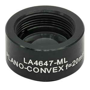 LA4647-ML - Ø1/2in UVFS Plano-Convex Lens, SM05-Threaded Mount, f = 20.0 mm, Uncoated
