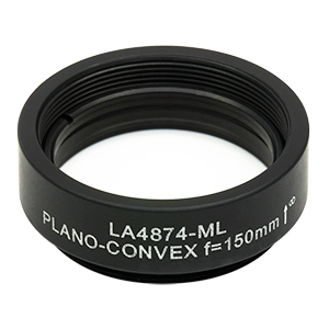 LA4874-ML - Ø1in UVFS Plano-Convex Lens, SM1-Threaded Mount, f = 150.0 mm, Uncoated