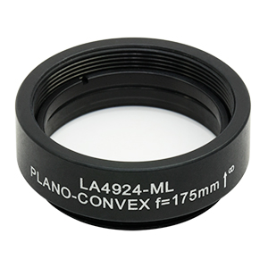 LA4924-ML - Ø1in UVFS Plano-Convex Lens, SM1-Threaded Mount, f = 175.0 mm, Uncoated