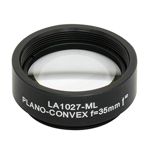 LA1027-ML - Ø1in N-BK7 Plano-Convex Lens, SM1-Threaded Mount, f = 35 mm, Uncoated