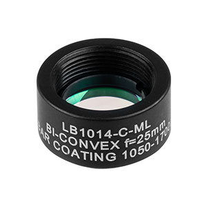 LB1014-C-ML - Mounted N-BK7 Bi-Convex Lens, Ø1/2in, f = 25.0 mm, ARC: 1050 - 1700 nm