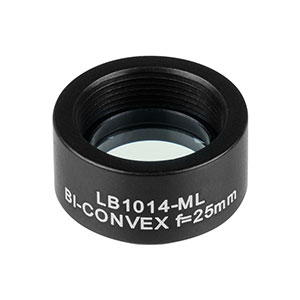 LB1014-ML - Mounted N-BK7 Bi-Convex Lens, Ø1/2in, f = 25.0 mm, Uncoated
