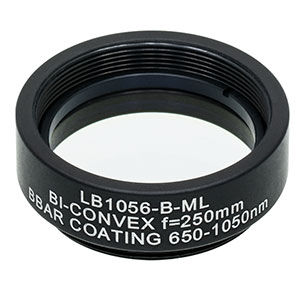 LB1056-B-ML - Mounted N-BK7 Bi-Convex Lens, Ø1in, f = 250.0 mm, ARC: 650-1050 nm