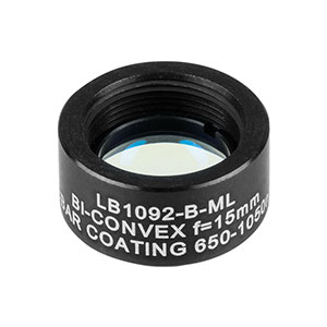LB1092-B-ML - Mounted N-BK7 Bi-Convex Lens, Ø1/2in, f = 15.0 mm, ARC: 650-1050 nm