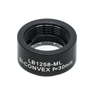 LB1258-ML - Mounted N-BK7 Bi-Convex Lens, Ø1/2in, f = 30.0 mm, Uncoated