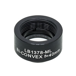 LB1378-ML - Mounted N-BK7 Bi-Convex Lens, Ø1/2in, f = 40.0 mm, Uncoated