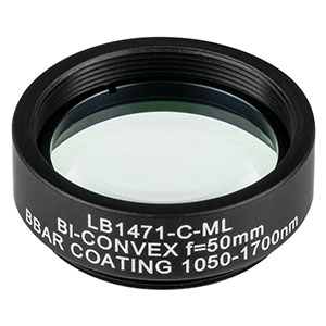LB1471-C-ML - Mounted N-BK7 Bi-Convex Lens, Ø1in, f = 50.0 mm, ARC: 1050 - 1700 nm