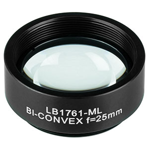 LB1761-ML - Mounted N-BK7 Bi-Convex Lens, Ø1in, f = 25.4 mm, Uncoated