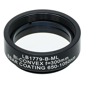 LB1779-B-ML - Mounted N-BK7 Bi-Convex Lens, Ø1in, f = 300.0 mm, ARC: 650-1050 nm