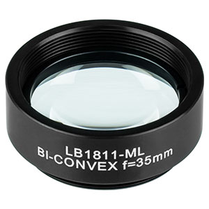 LB1811-ML - Mounted N-BK7 Bi-Convex Lens, Ø1in, f = 35.0 mm, Uncoated