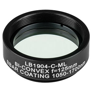 LB1904-C-ML - Mounted N-BK7 Bi-Convex Lens, Ø1in, f = 125.0 mm, ARC: 1050 - 1700 nm