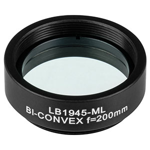 LB1945-B-ML - Mounted N-BK7 Bi-Convex Lens, Ø1in, f = 200.0 mm, ARC: 650-1050 nm