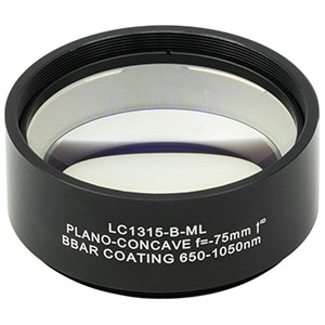 LC1315-B-ML - Ø2in N-BK7 Plano-Concave Lens, SM2-Threaded Mount, f = -75 mm, ARC: 650-1050 nm