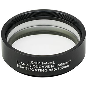 LC1611-A-ML - Ø2in N-BK7 Plano-Concave Lens, SM2-Threaded Mount, f = -150 mm, ARC: 350-700 nm