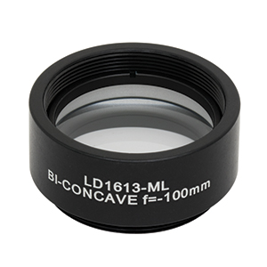 LD1613-ML - Ø1in N-BK7 Bi-Concave Lens, SM1-Mounted, f =-100 mm, Uncoated