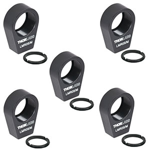 LMR05/M-P5 - Lens Mount with Retaining Ring for Ø1/2in Optics, M4 Tap, 5 Pack