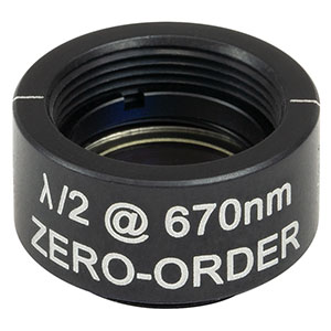 WPHSM05-670 - Ø1/2in Zero-Order Half-Wave Plate, SM05-Threaded Mount, 670 nm