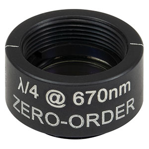 WPQSM05-670 - Ø1/2in Zero-Order Quarter-Wave Plate, SM05-Threaded Mount, 670 nm