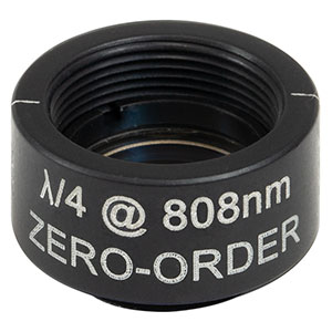 WPQSM05-808 - Ø1/2in Zero-Order Quarter-Wave Plate, SM05-Threaded Mount, 808 nm