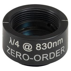 WPQSM05-830 - Ø1/2in Zero-Order Quarter-Wave Plate, SM05-Threaded Mount, 830 nm