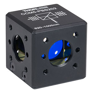 CCM5-PBS202 - 16 mm Cage-Cube-Mounted Polarizing Beamsplitter Cube, 620-1000 nm, 8-32 Tap