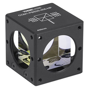 CCM1-PBS25-405-HP - 30 mm Cage-Cube-Mounted, High-Power, Polarizing Beamsplitter Cube, 405 nm, 8-32 Tap
