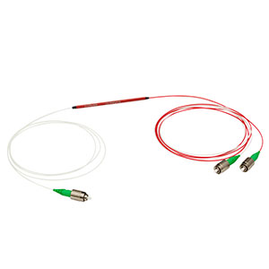 TN1064R2A1B - 1x2 Narrowband Fiber Optic Coupler, 1064 ± 15 nm, 0.22 NA, 90:10 Split, FC/APC