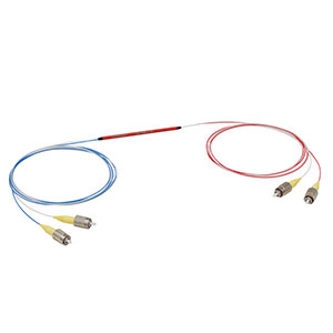 TN1064R3F2B - 2x2 Narrowband Fiber Optic Coupler, 1064 ± 15 nm, 0.22 NA, 75:25 Split, FC/PC Connectors